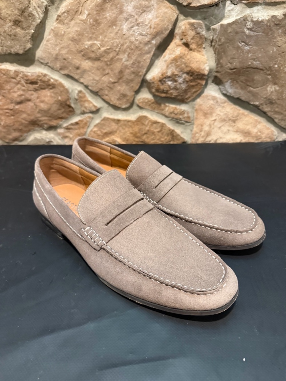 Kenneth Cole Reaction Taupe Suede Penny Loafers